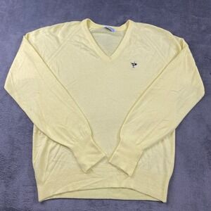 Vintage Pickering Sweater Mens L Yellow VNeck Acrylic Golf Ocean Reef Active USA